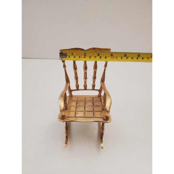 Decorative Vintage Brass Rocking Chair, Accent Piece, Doll Rocker - Decorative - Picture 8 of 10
